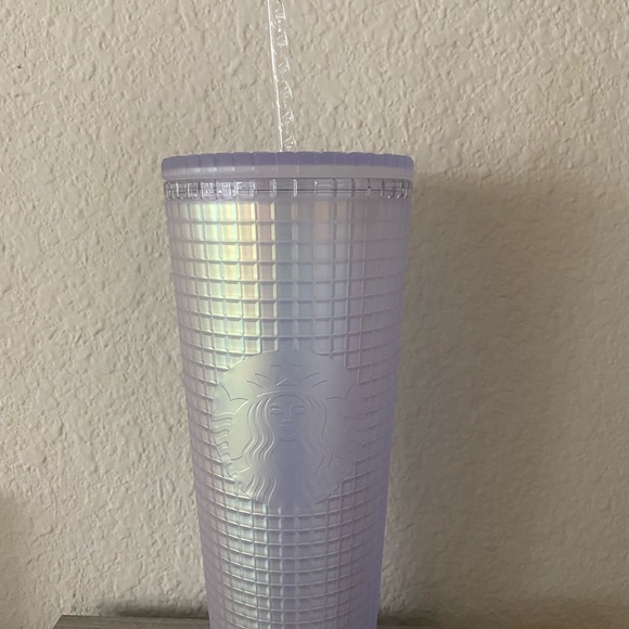 - NEW Starbucks 2022 Spring Soft Touch White Frosted Pearl Grid Iridescent… - Picture 3 of 5